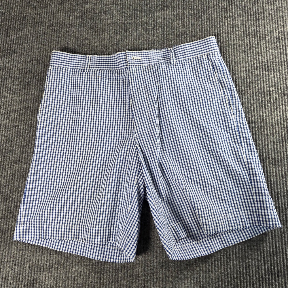 Southern Tide Skipjack Shorts Blue White Gingham Cotton Size 34 Preppy Coastal